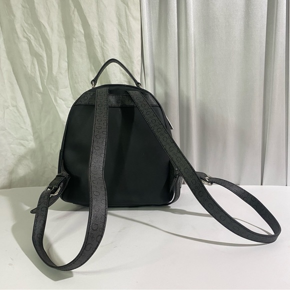 NWT Guess Turley SV755331 Women's Coal Black Faux Leather Logo Backpack W/Wallet - Picture 2 of 14